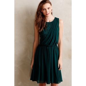 Anthropologie green silk dress.